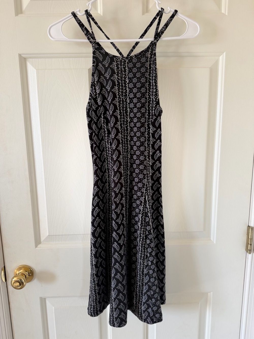 Mudd Black & White Paisley-Panel Midi Dress
